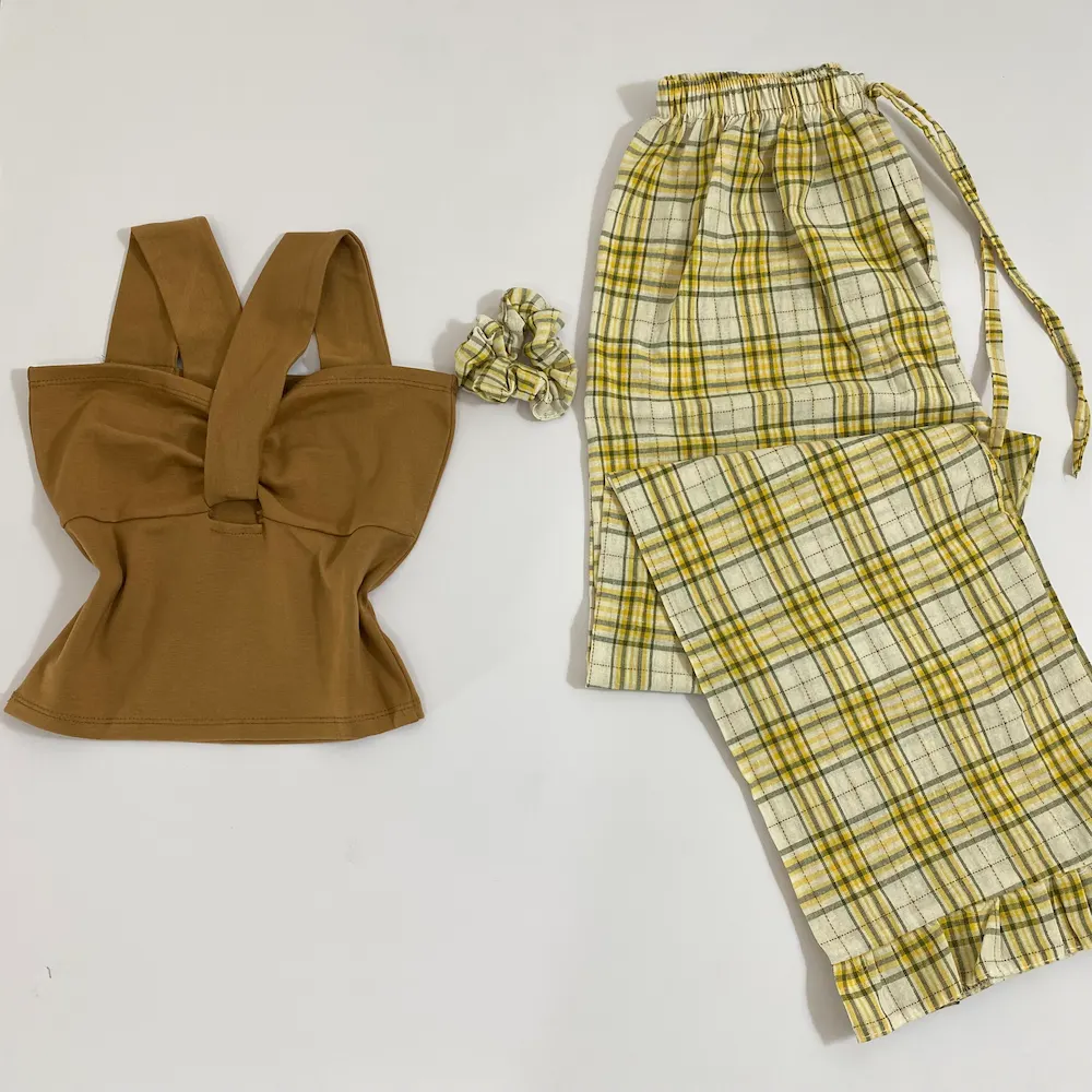 ست کراپ و شلوار چهارخانه 60489