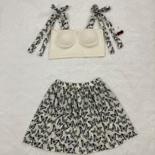 ست نیم‌ تنه و دامن پروانه سفید 654165312