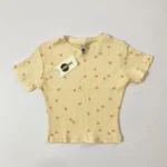 تیشرت کراپ وارداتی دخترانه مینیمال طرح توت‌ فرنگی 6465132
